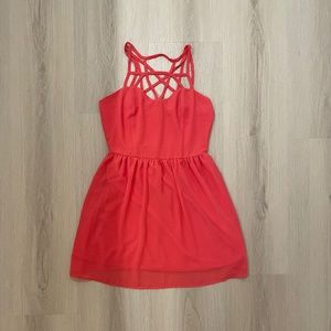 Strappy Coral Chiffon Dress (S)